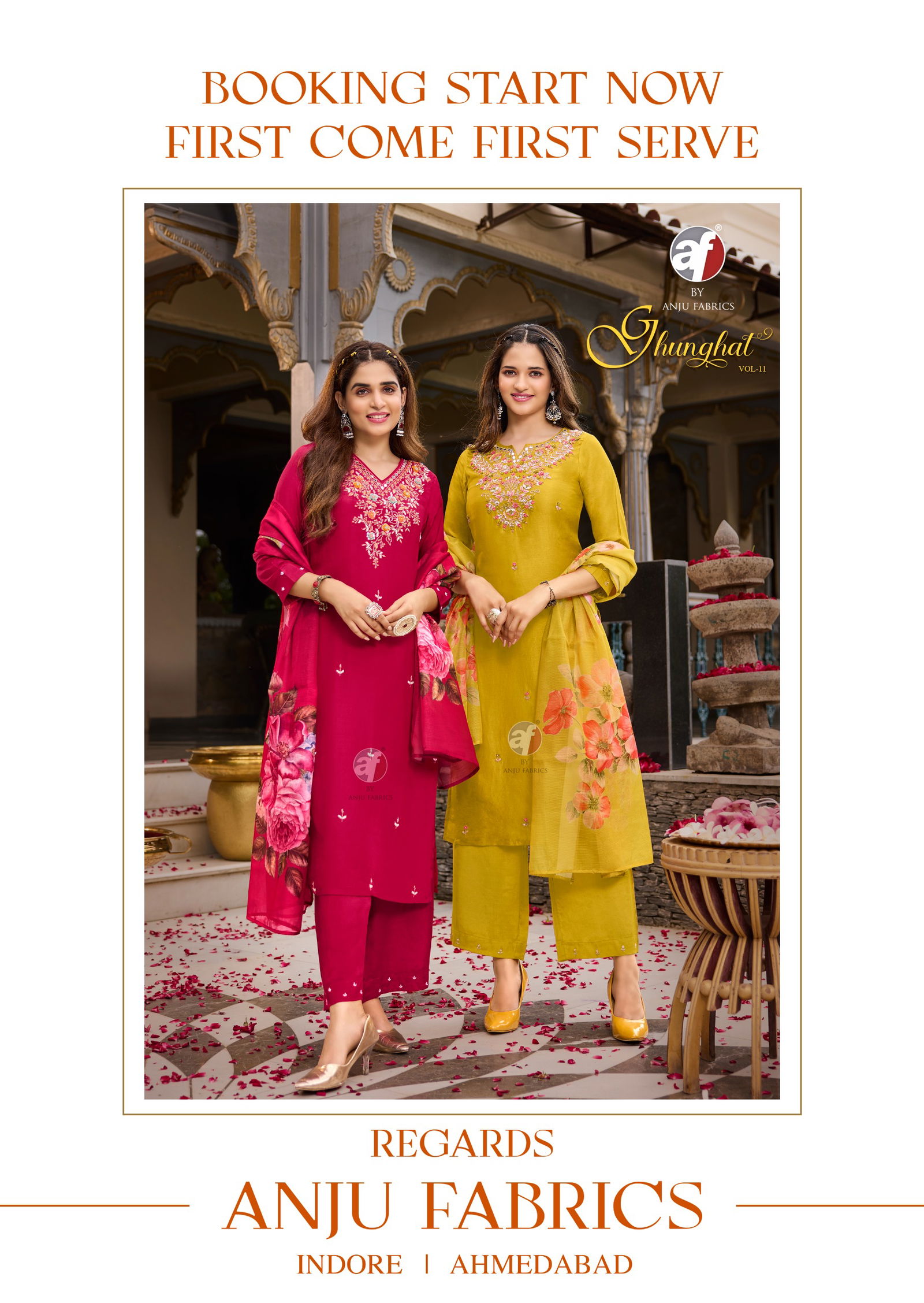 Ghunghat Vol 11 By Af Silk Handwork Designer Kurti With Pant Dupatta Wholesale Online
